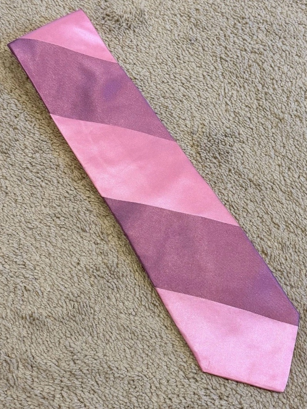 Ted Baker London Men's Silk Tie Pink Purple Colors Slanted Stripes
